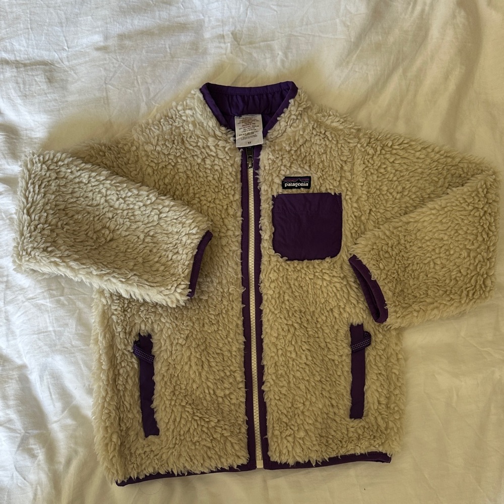 Patagonia Fleece Jacket with Purple Trim
